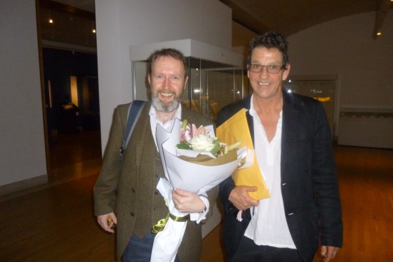 Stephen Champion (right) and John Hollingsworth, the exhibition manager (left) at Colours of Change private viewing 